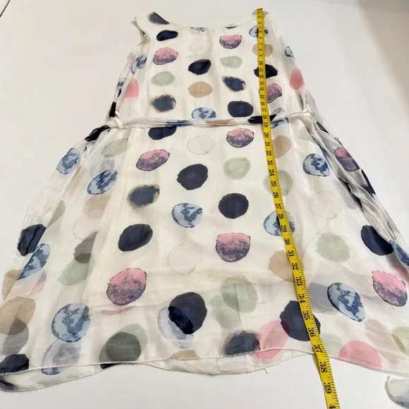 Gigi Moda Italy Silk Blend Polka Dot Dress Medium Sheer Tie Waist A-Line - Picture 6 of 6